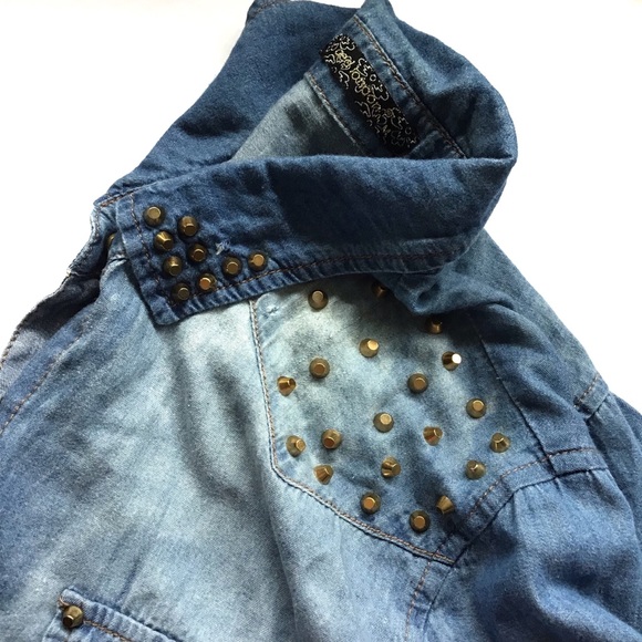 QEDL | BOHO FESTIVAL STYLED STUDDED DENIM SHIRT - Picture 8 of 8